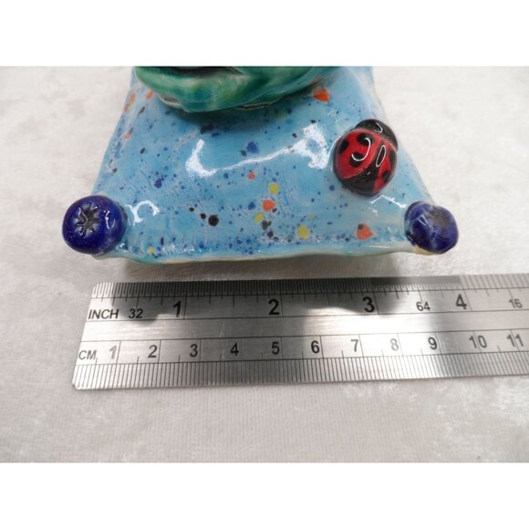 Frog Prince Ceramic Bud Vase Blue & Green - Picture 7 of 9